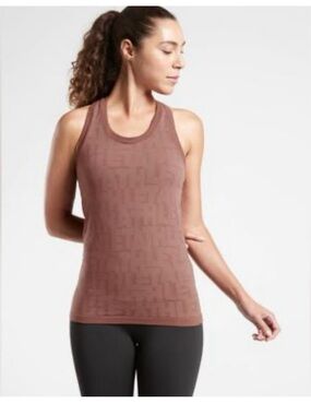 Athleta Momentum Logo Tank.  Textured Racerback Tank Top - Brown. XS